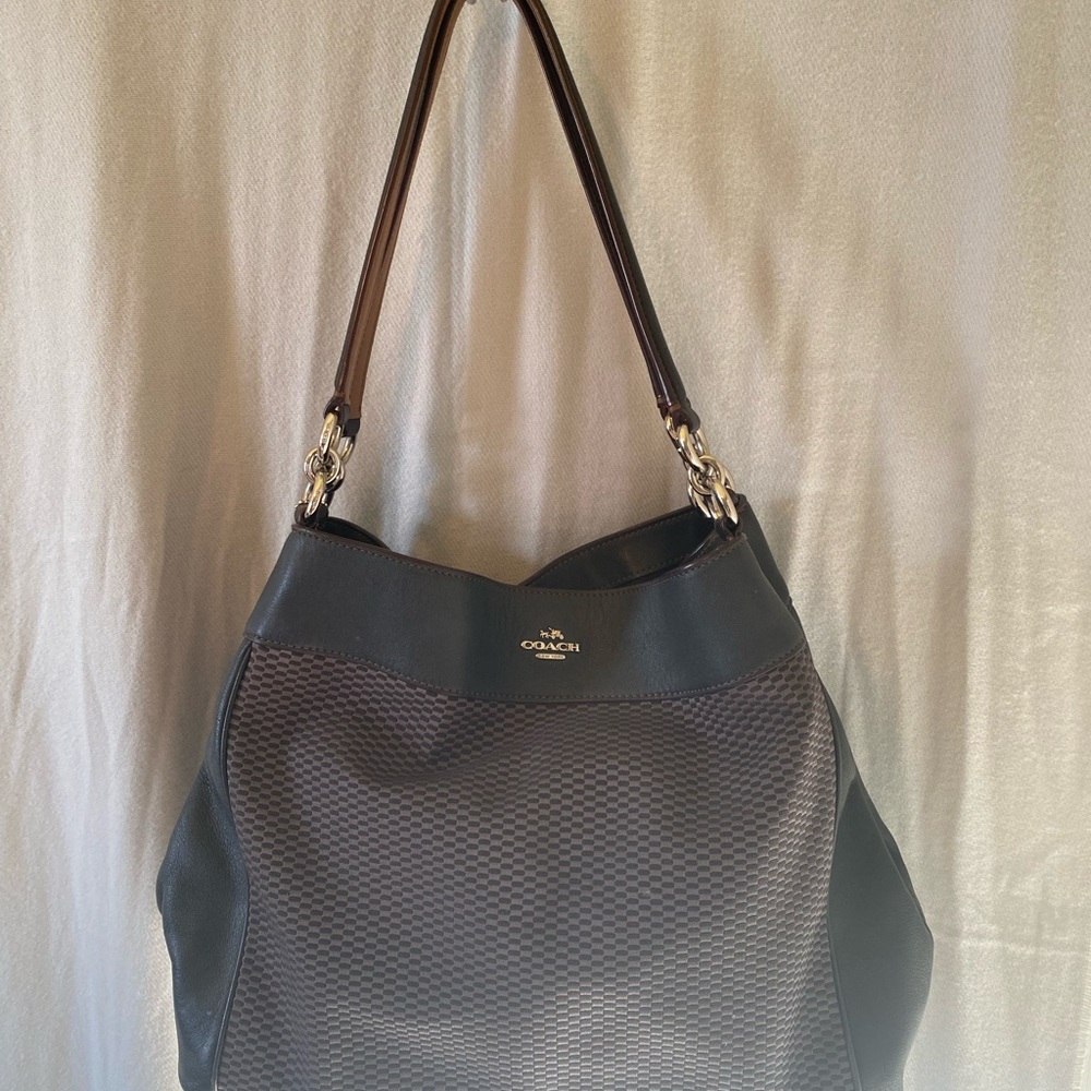 Coach Two-Tone Black and Gray Shoulder Bag